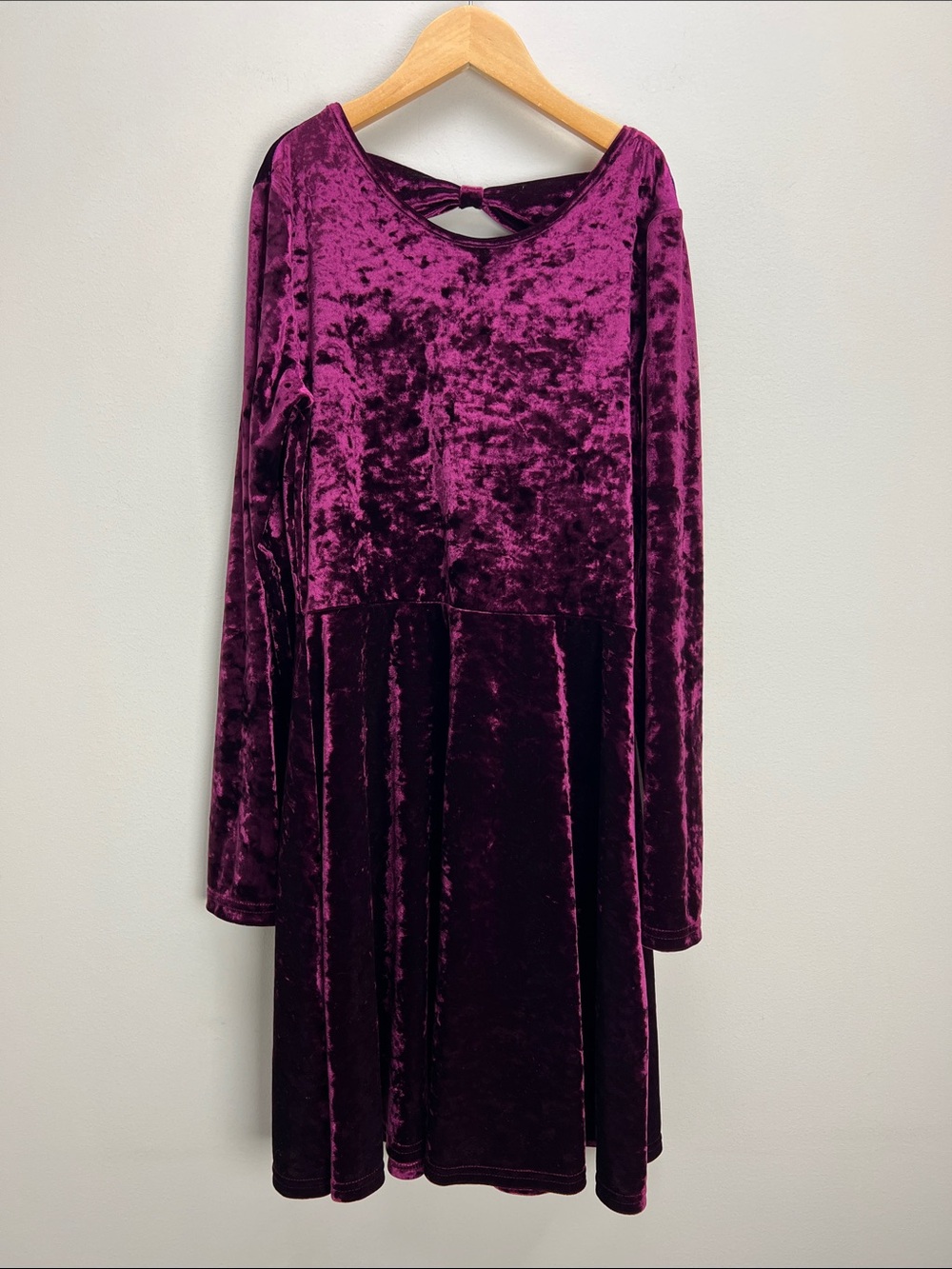 The Childrens Place Crushed Velvet Dress Burgundy Girls Size 14 XL